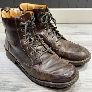Born Boots Men's Size US 10.5 M Brown Leather Lace Up Side Zip M1584 CQG13